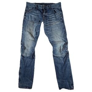 G-Star RAW Jeans Men's 35x34 Blue 5620 3D Slim Elwood Denim Biker Workwear
